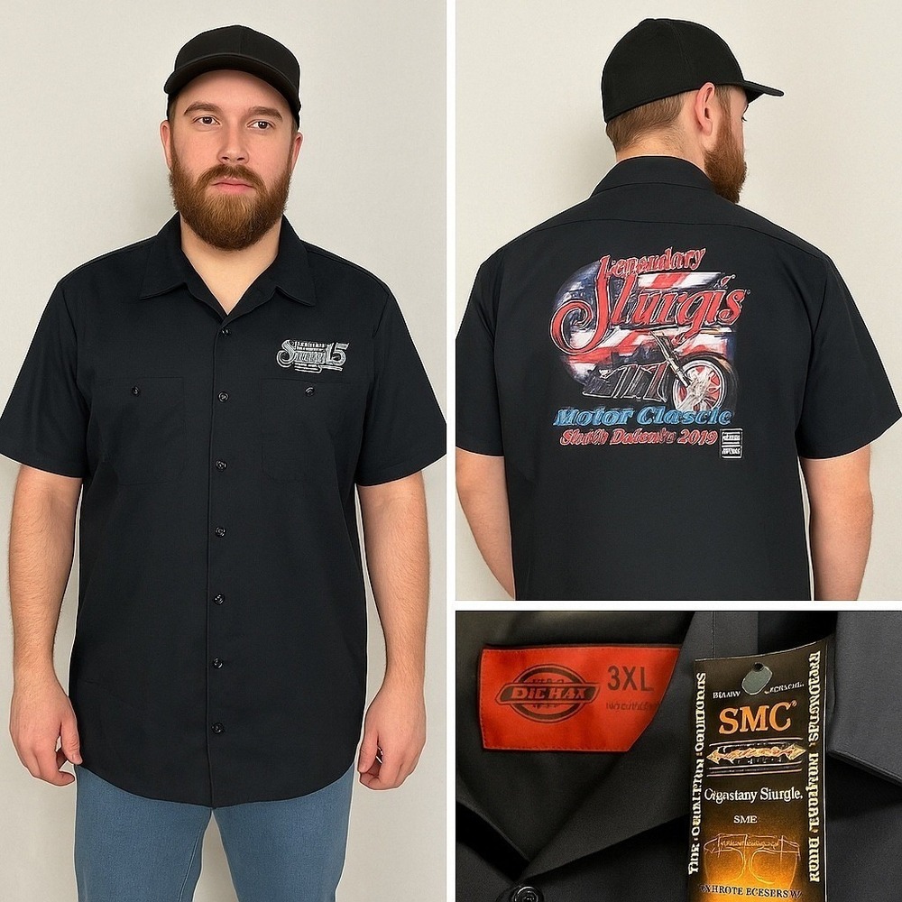 Dickies Sturgis 75th Anniversary Motor Classic Work Shirt Black Mens 3XL LS535CH